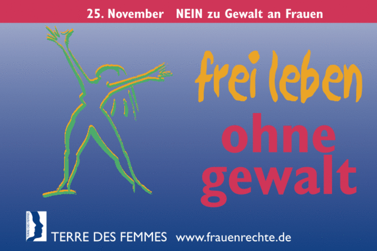 Die Jade Hochschule möchte mit der Flaggen-Aktion auf das Thema „Gewalt an Frauen“ aufmerksam machen. Plakat: TERRE DES FEMMES