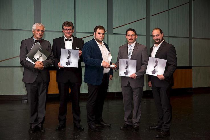 (v.l.) Prof. Dr.-Ing. Dieter Liebenow (Steinbeis),  Harald Musa (Steinbeis), David Piwczyk (Steinbeis), Stefan Braun (Volkswagen AG), Sven Gorny (Steinbeis).